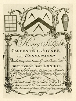 London Trade Card - Henry Sidgier, Carpenter London Trade Card - Henry Sidgier, Carpenter