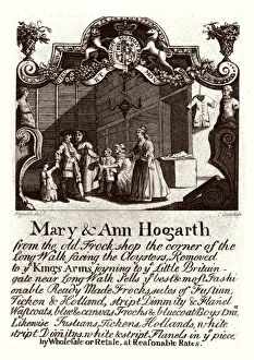 London Trade Card - Mary & Ann Hogarth, Clothes Shop London Trade Card - Mary & Ann Hogarth, Clothes Shop