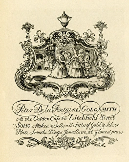 London Trade Card - Peter de la Fontaine, Goldsmith London Trade Card - Peter de la Fontaine, Goldsmith