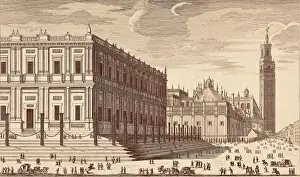 Madrid National Library Prints: Lonja de Comercio ( Trading building ) and a