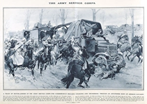 Lorries of Army Service Corps in Great War Deeds, WW1 Lorries of Army Service Corps in Great War Deeds, WW1