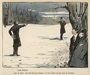 Print of a Man with His Hat Shot Off