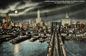 Lower Manhattan Print at Night, New York City