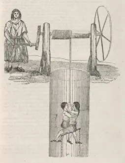 Coal Miners At Work Prints: Lowering Children Mine