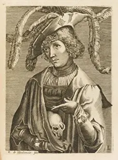 Lucas Van Leyden Print: Engraving of a Young Man