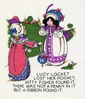Lucy Locket Nursery Rhyme Print, circa 1912