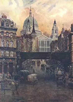 St Paul's Cathedral Architecture Prints: Ludgate Hill / 1918