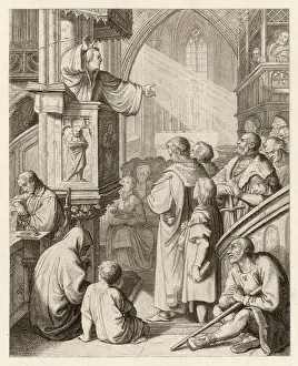 Martin Luther Prints: Martin Luther Print - 16th Century Woodcut
