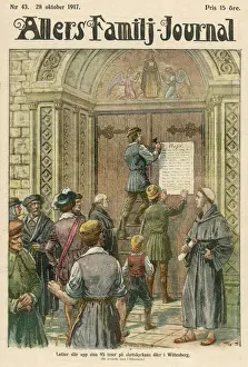Martin Luther Prints: Print of Luther Nailing 95 Theses to Wittenberg Church Door