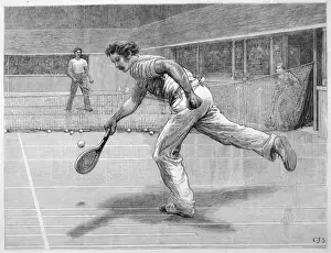 Prints of A Lyttleton and C Saunders play real tennis at New Princes Club in Knightsbridge, London, which was recently opened by the Prince of Wales Royalty Prints: Lyttleton V Saunders Print, Real Tennis at New Princes Club