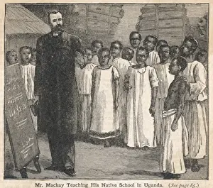 1876 Print of Mackay in Uganda Teaching at His School