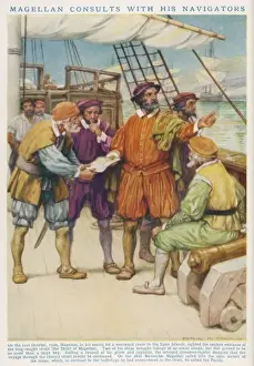 Historical Sailing Vessels Prints: Magellan and his Crew