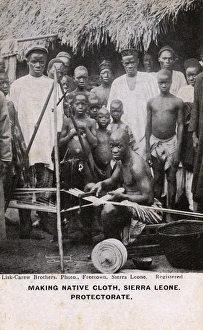 Making cloth, Sierra Leone Protectorate, West Africa Making cloth, Sierra Leone Protectorate, West Africa