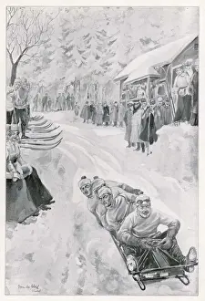 Early 20th Century Sports Prints: Four Man Bobsleigh 1907