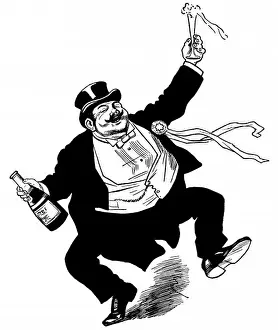 Top Hat Illustration Prints: A Man Drinking