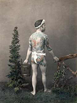 Man with extensive tattoos, Japan, circa 1890 Man with extensive tattoos, Japan, circa 1890