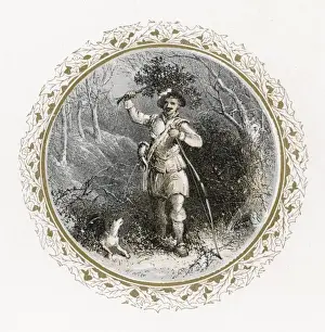 Winter Woodland Scenes Prints: Man with Holly