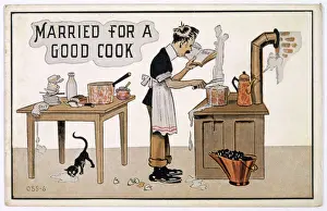 Vintage Kitchen Scene Prints: Man in the Kitchen C1905