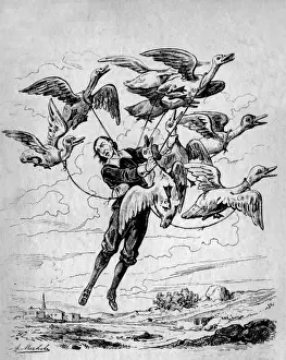 Space Exploration Prints: The Man in the Moone, Domingo Gonsales Print, 1638