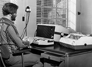 Man in an office with an Exidy Sorcerer computer Man in an office with an Exidy Sorcerer computer
