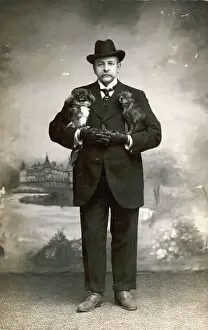 Pekingese Dog Breeds Prints: Man with Pekingese / C1915