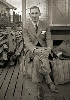 Historical Seaside Images Prints: Man at the seaside