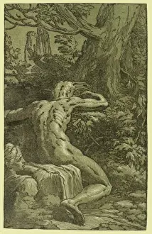 Chiaroscuro Art Prints: Man seated, seen from behind