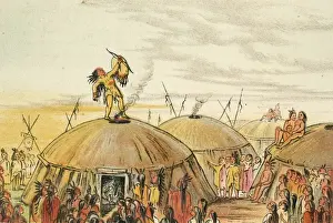 Mandan Rain-Making Ceremony Print circa 1830