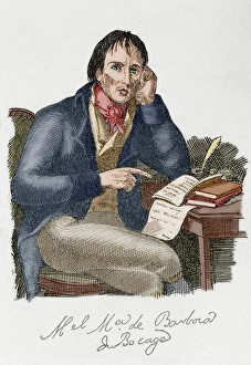 Manuel Maria Barbosa du Bocage (1771-1806). Portrait. Colore Manuel Maria Barbosa du Bocage (1771-1806). Portrait. Colore