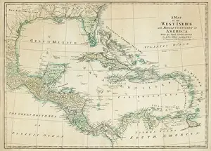 West Indies Map Prints: Map of Caribbean