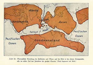 Map of the continents and seas in the Upper Triassic Map of the continents and seas in the Upper Triassic