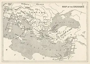 Map Of The Holy Land Prints: Map of the Crusades