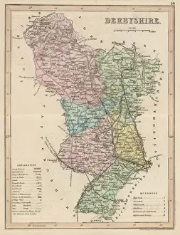 Prints of Map of Derbyshire Derbyshire Prints: Derbyshire C1857 Map Print
