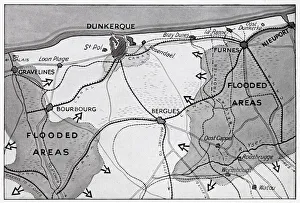 Map of Dunkirk area during the evacuation, WW2 Map of Dunkirk area during the evacuation, WW2