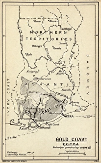 Map, Gold Coast Colony, Ghana, West Africa Map, Gold Coast Colony, Ghana, West Africa