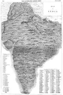India Prints: Map of India 1857 Print: A Detailed Illustration