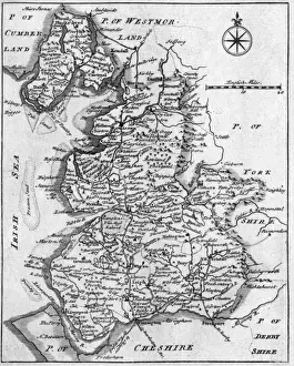 Vintage English County Maps Prints: Map of Lancashire
