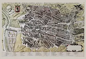 Spanish History Images Prints: Map of Madrid by F