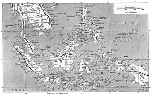 Prints of A map showing all the islands that make up Malaysia Date: 1908 Indonesia Prints: Map of Malaysia 1908 Print - A Colonial Era Map