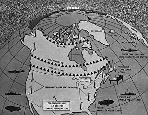 Map showing distant early warning line for defence Map showing distant early warning line for defence