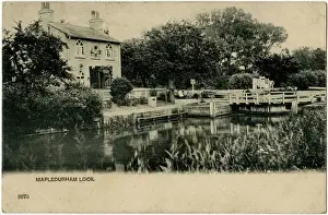 Prints of Mapledurham Lock, Berkshire. Date: 1906 Berkshire Prints: Mapledurham Lock, Berkshire Print 1906