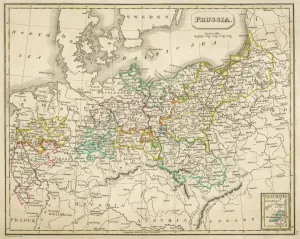 Prints of Map of Germany (Prussia) showing the various nation states Map Prints: Germany 1827 Map Print