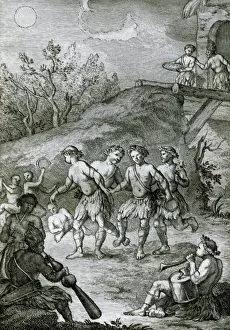 Mapuche Bridal Dance, 18th Century Engraving Print