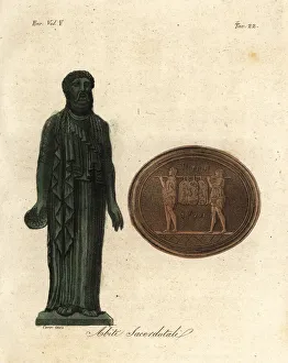 Marble statue of an Etruscan priest in ceremonial robes Marble statue of an Etruscan priest in ceremonial robes