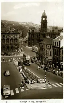 Prints of Market Place, Dewsbury, near Wakefield, Yorkshire, England. Date: 1950s Wakefield Prints: Market Place, Dewsbury Print, 1950s