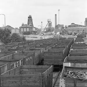 Markham Colliery, Derbyshire: Empty Train Wagons Print