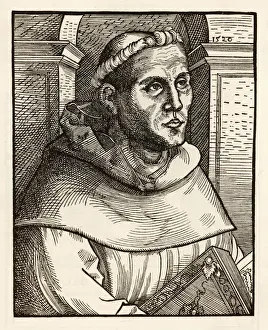 Martin Luther Prints: Martin Luther Engraving Print 1520