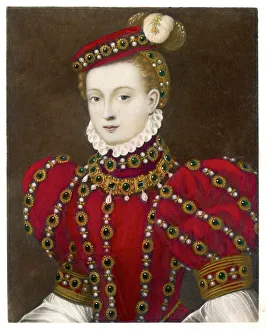 Mary, Queen of Scots in a red costume Mary, Queen of Scots in a red costume
