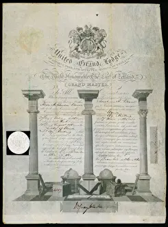 Prints of Membership certificate of the UNITED GRAND LODGE of England Related Prints: Masonic Certificate Print of the UNITED GRAND LODGE of England