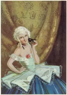 Mary Evans Print: Woman in Blue Drops Mask